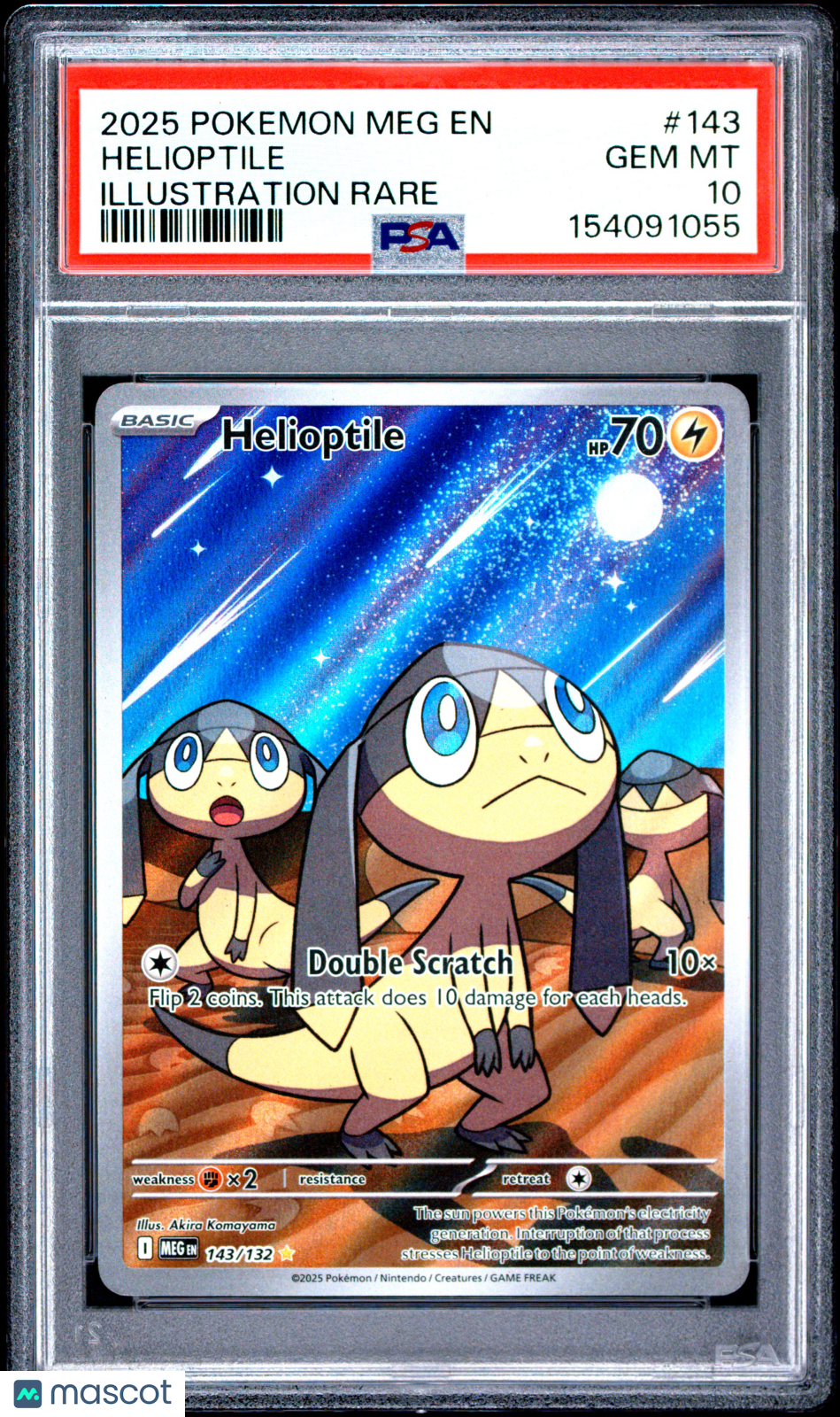 2025 Pokemon Meg EN-Mega Evolution Helioptile Illustration Rare PSA 10 #143