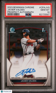 Javier Valdes 2023 Bowman Chrome Prospect Autographs #CPAJVS PSA 10