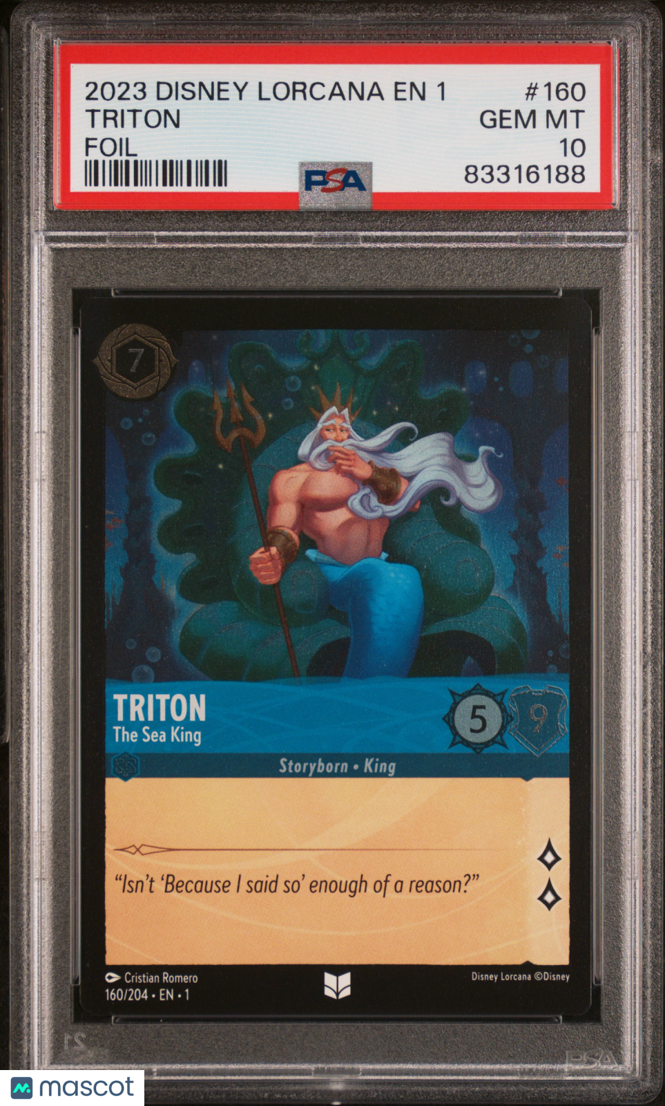 2023 Disney Lorcana EN 1-The First Chapter Triton Foil PSA 10 #160
