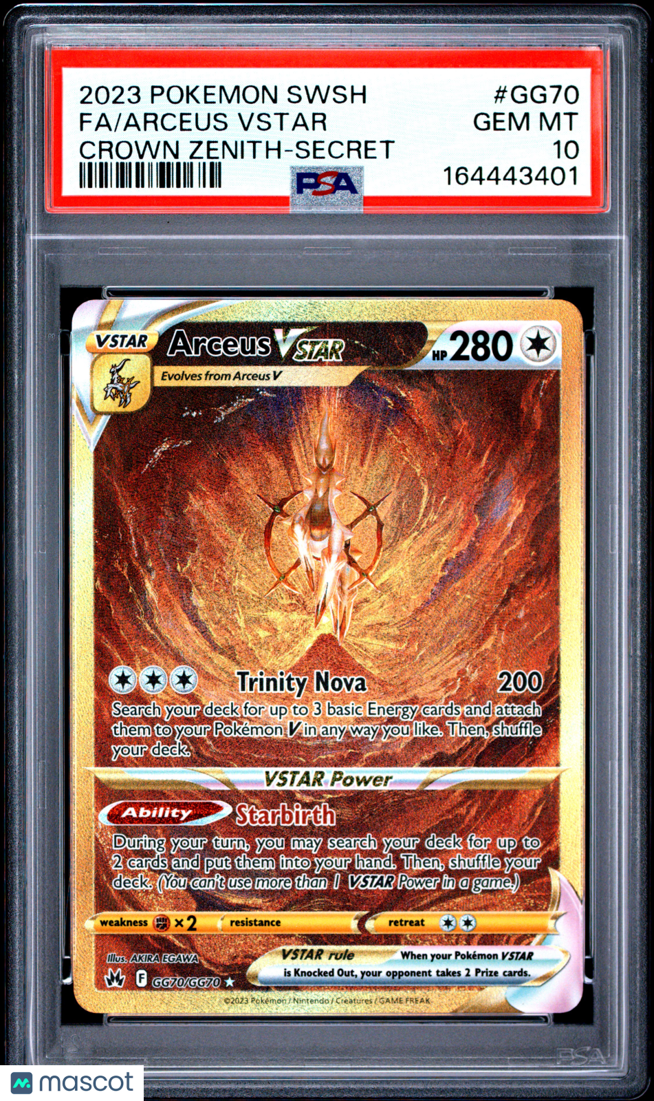 2023 Pokemon Sword And Shield Crown Zenith Arceus VSTAR Crown Zenith-Secret Fa PSA 10 #GG70