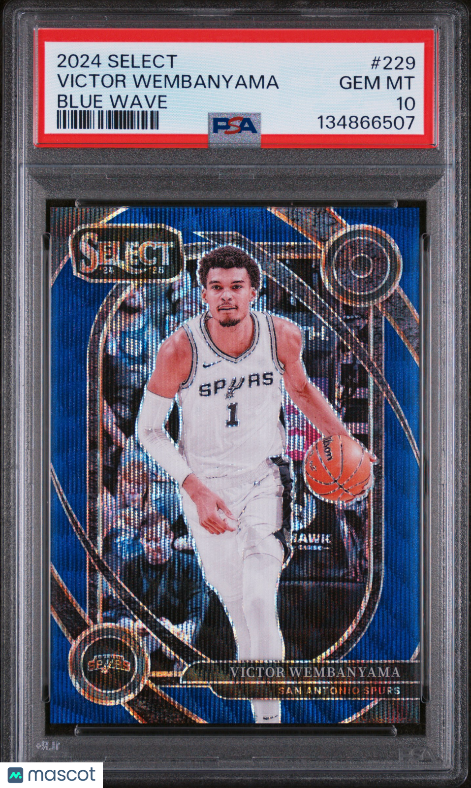 Victor Wembanyama 2024 Panini Select #229 Blue Wave PSA 10