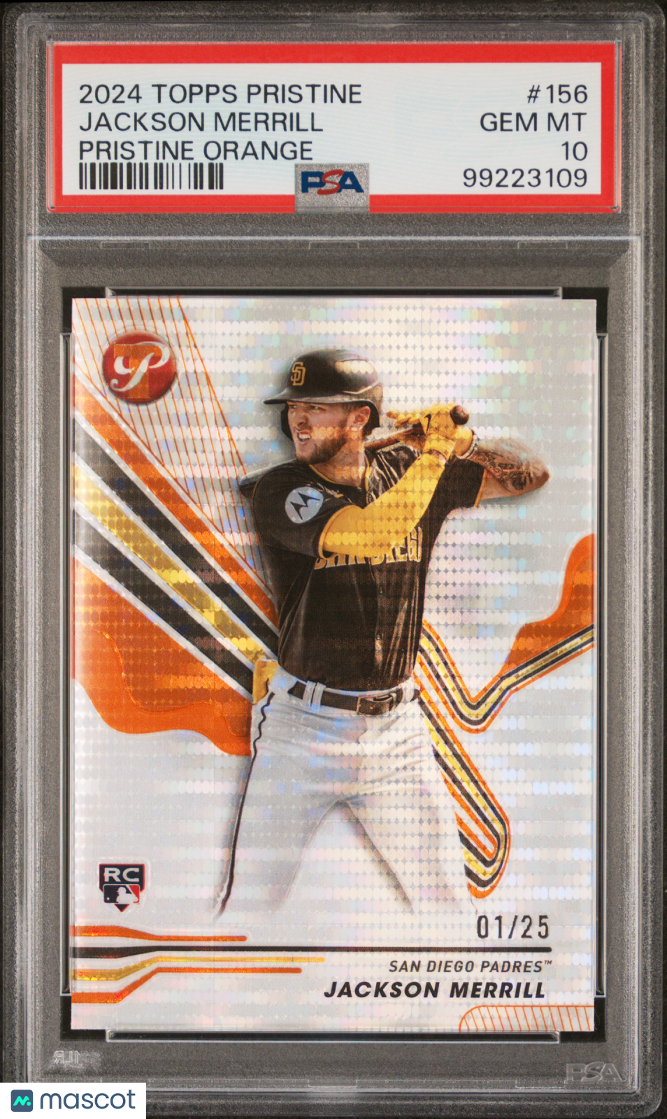 Jackson Merrill 2024 Topps Pristine #156 Orange /25 PSA 10