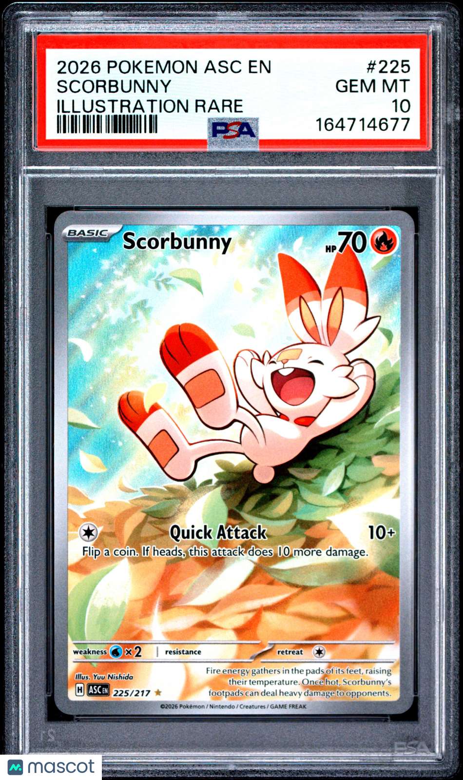 2026 Pokemon Asc EN-Ascended Heroes Scorbunny Illustration Rare PSA 10 #225