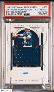 Anthony Richardson 2023 Panini National Treasures #157 Patch Autograph /99 PSA A Auto 10