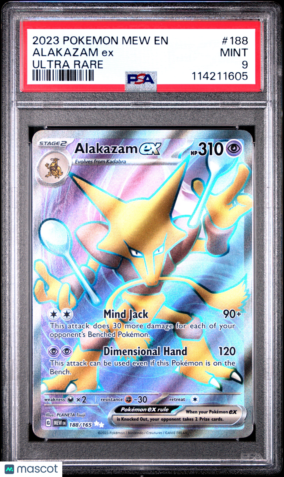 2023 Pokemon Mew EN-151 Alakazam EX Ultra Rare PSA 9 #188