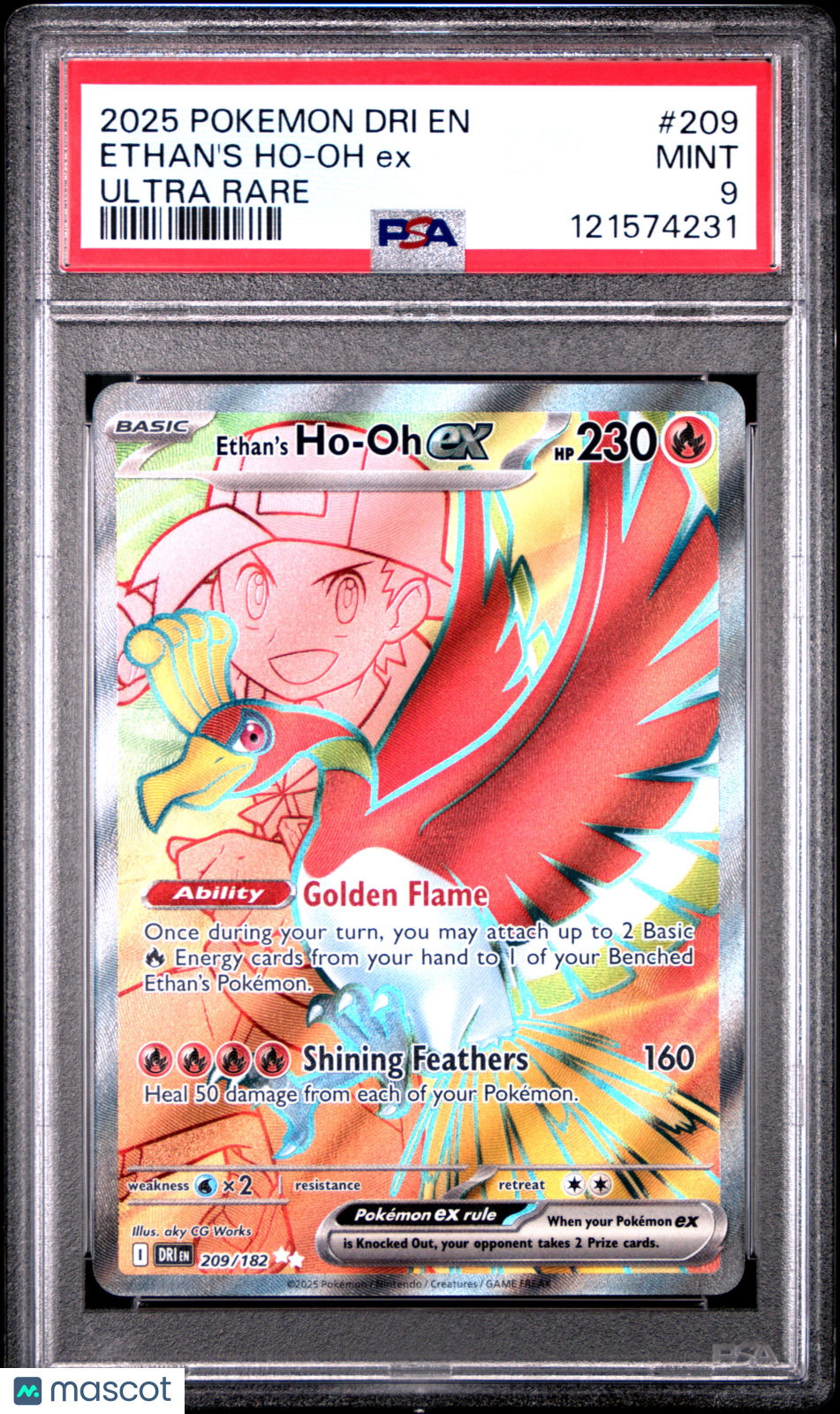 2025 Pokemon Dri EN-Destined Rivals Ethan's Ho-Oh EX Ultra Rare PSA 9 #209