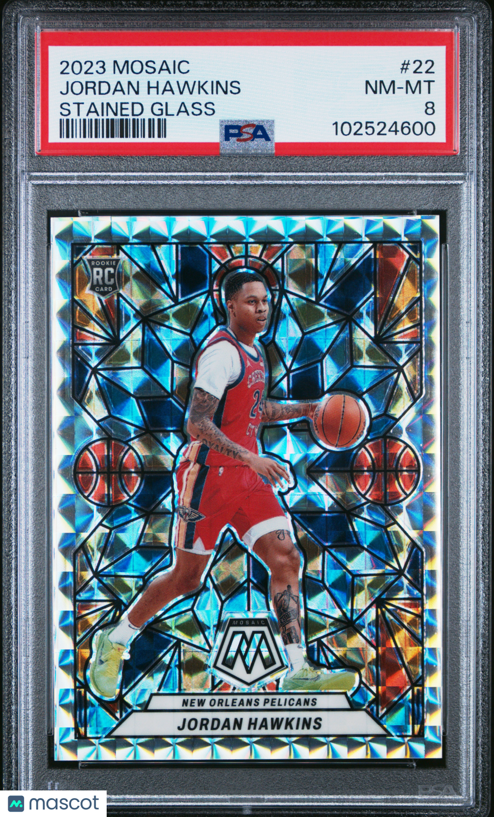 Jordan Hawkins 2023 Panini Mosaic Stained Glass #22 PSA 8
