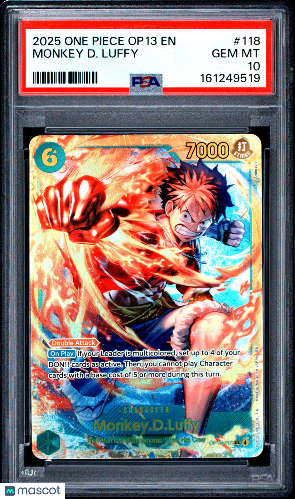 2025 One Piece Op13-Carrying On His Will Monkey D. Luffy PSA 10 #118