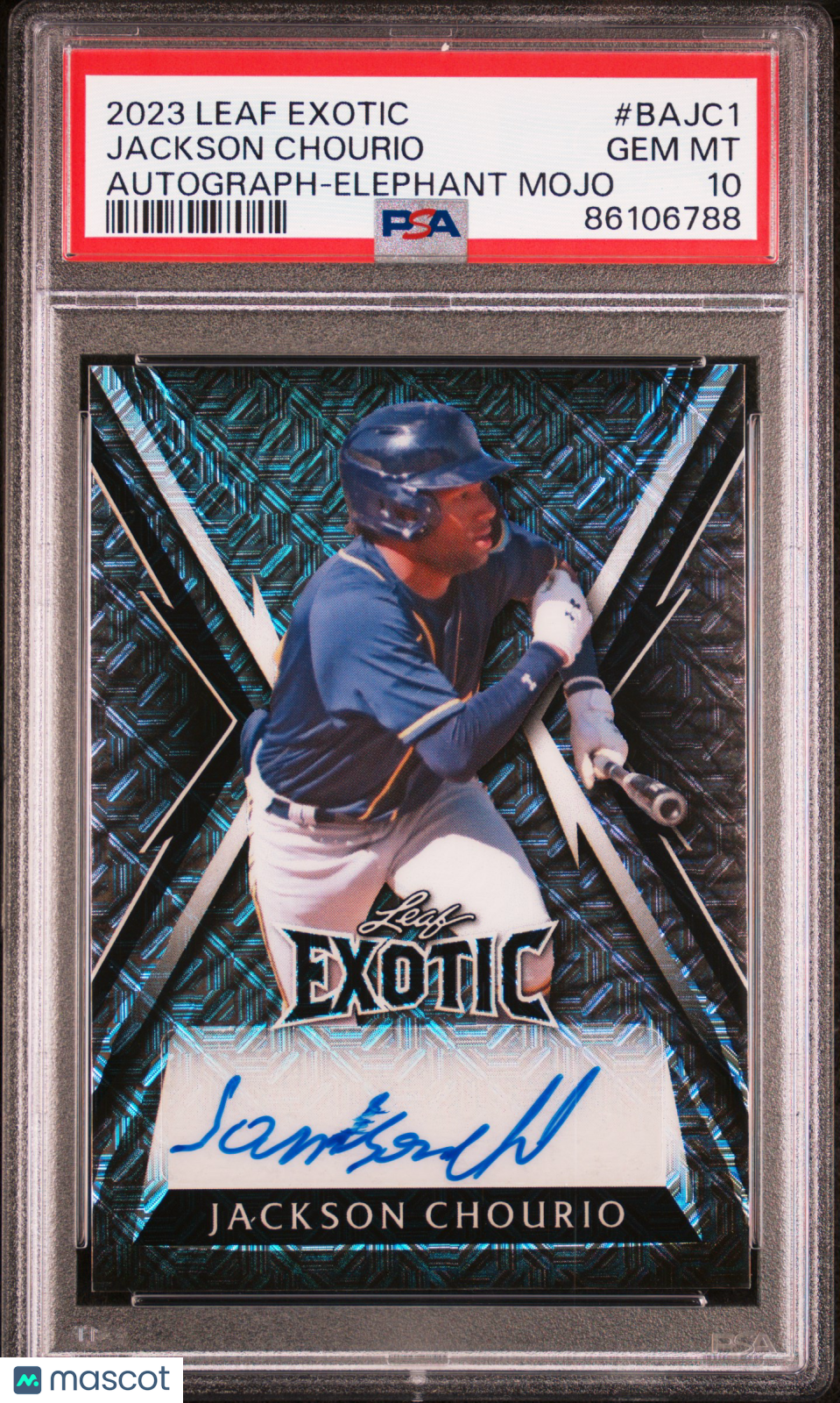 Jackson Chourio 2023 Leaf Exotic Autographs #BAJC1 Elephant Mojo PSA 10