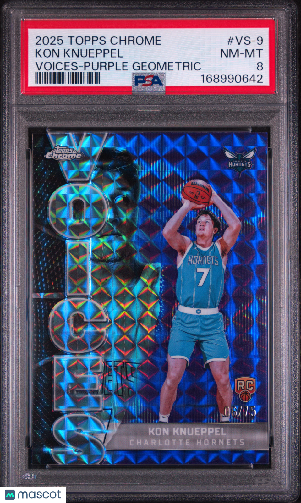 Kon Knueppel 2025 Topps Chrome Voices #VS-9 Purple Geometric /75 PSA 8