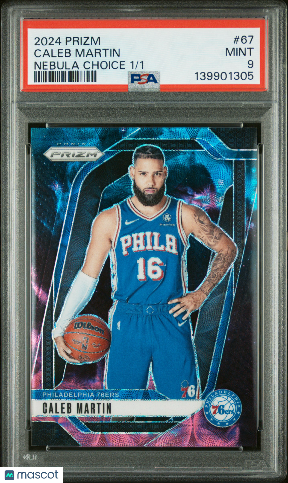 Caleb Martin 2024 Panini Prizm #67 Nebula Choice 1/1 PSA 9 76ers