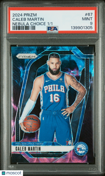 Caleb Martin 2024 Panini Prizm #67 Nebula Choice 1/1 PSA 9 76ers