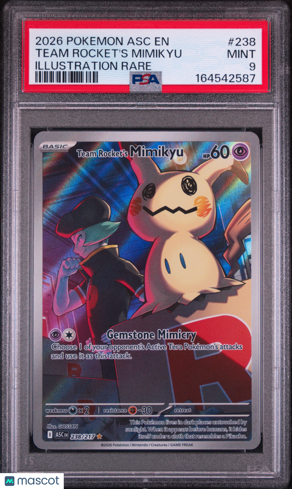 2026 Pokemon Asc EN-Ascended Heroes Team Rocket's Mimikyu Illustration Rare PSA 9 #238