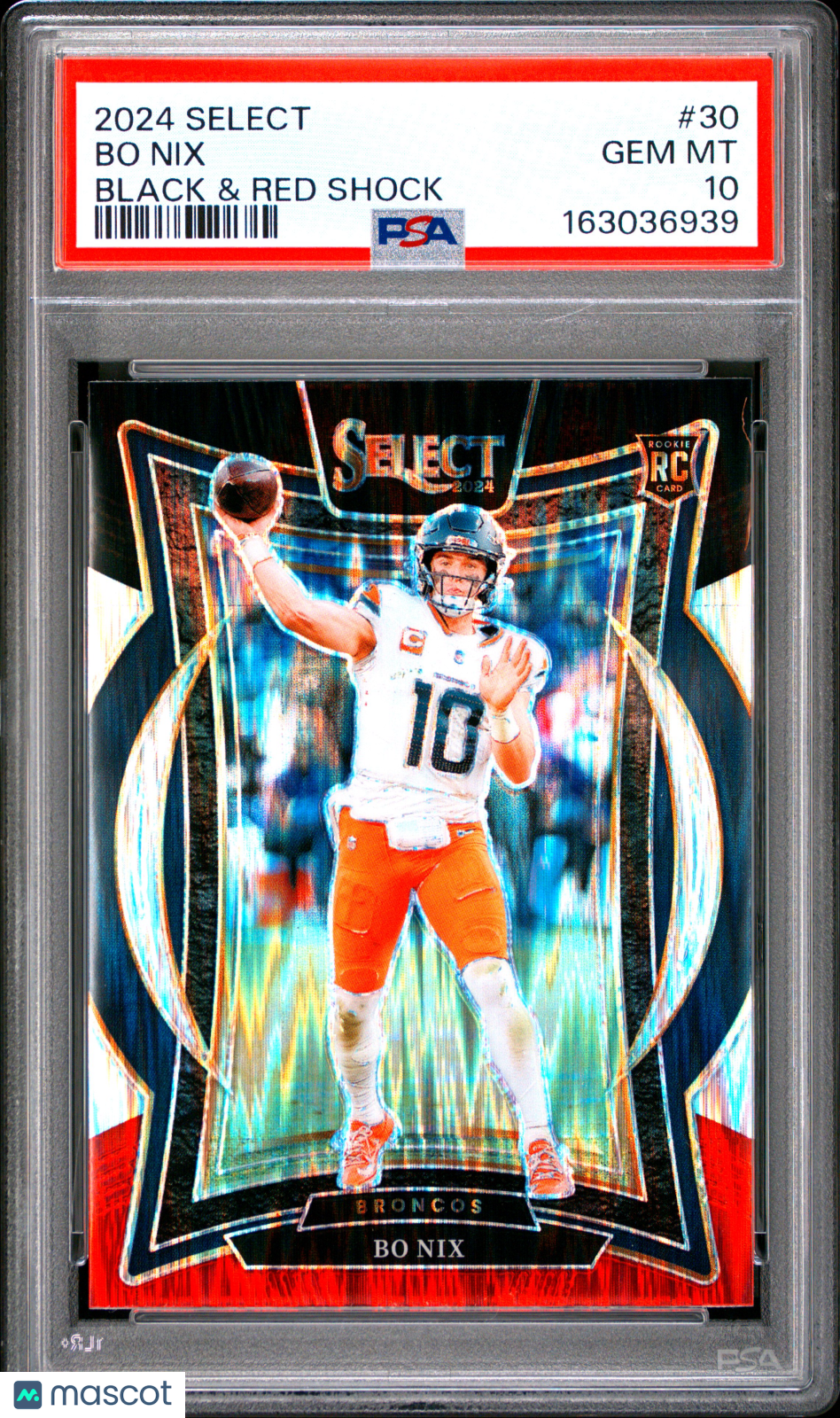 Bo Nix 2024 Panini Select #30 Black & Red Shock PSA 10