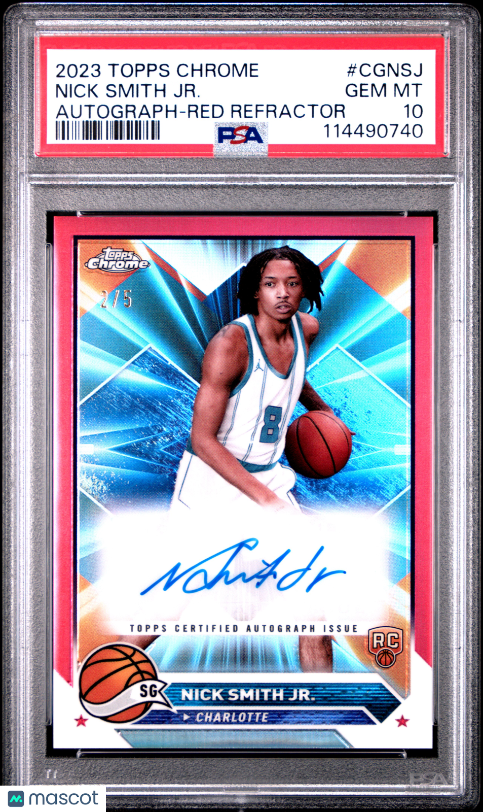 Nick Smith JR. 2023 Topps Chrome Topps Chrome Autographs #CGNSJ Red Refractor /5 PSA 10