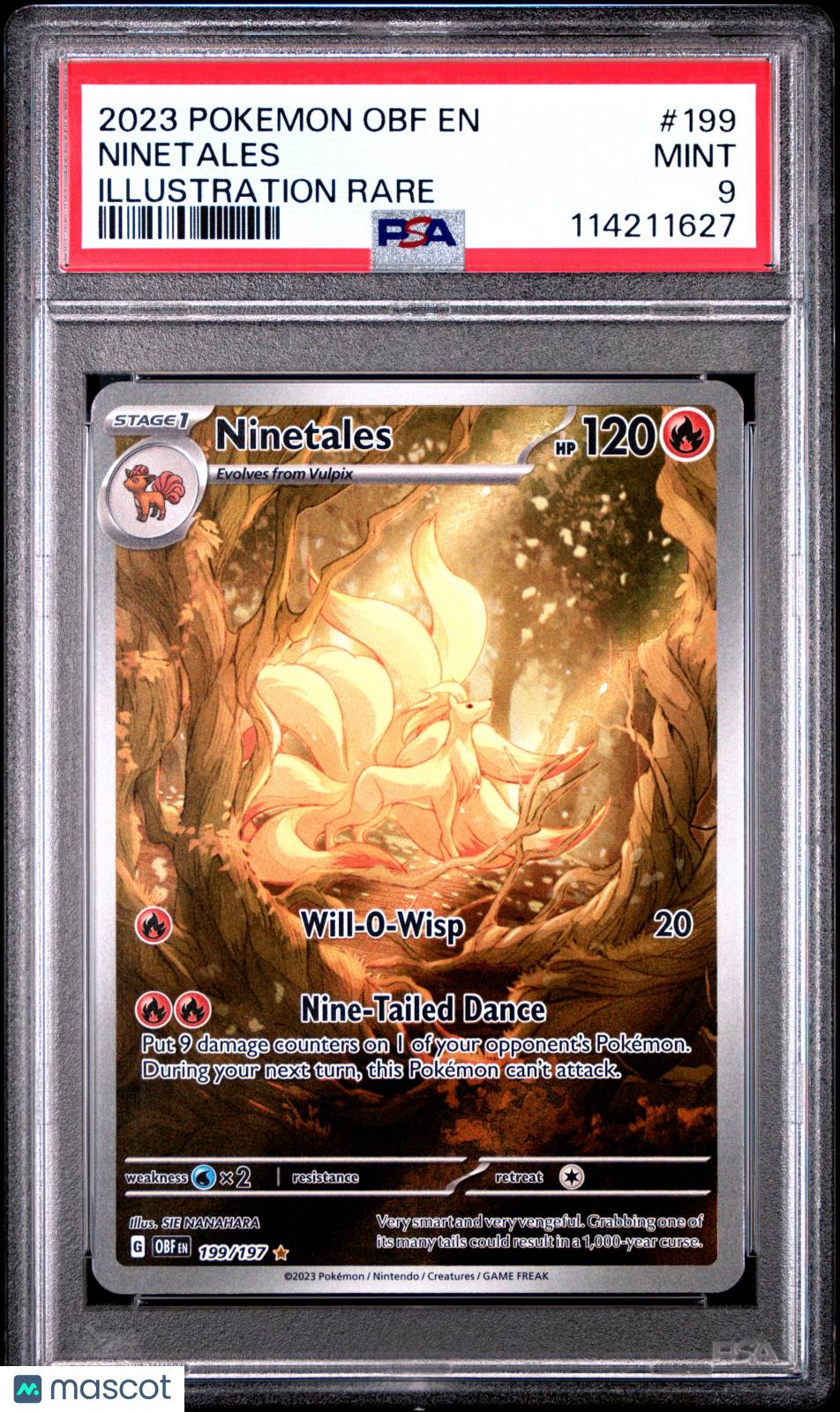 2023 Pokemon Obf EN-Obsidian Flames Ninetales Illustration Rare PSA 9 #199