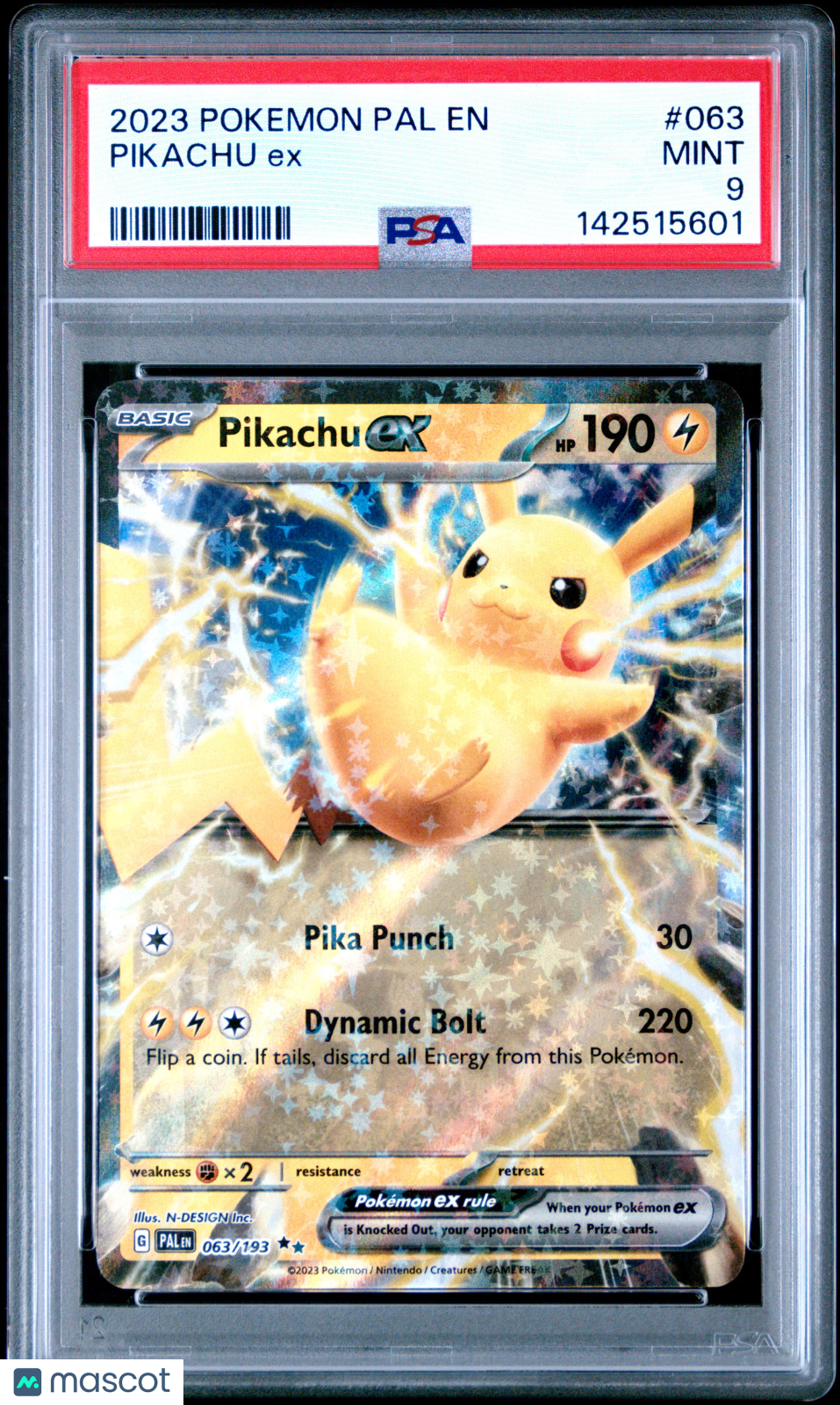 2023 Pokemon Pal EN-Paldea Evolved Pikachu EX PSA 9 #063