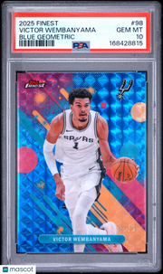 Victor Wembanyama 2025 Topps Finest #98 Blue Geometric /75 PSA 10