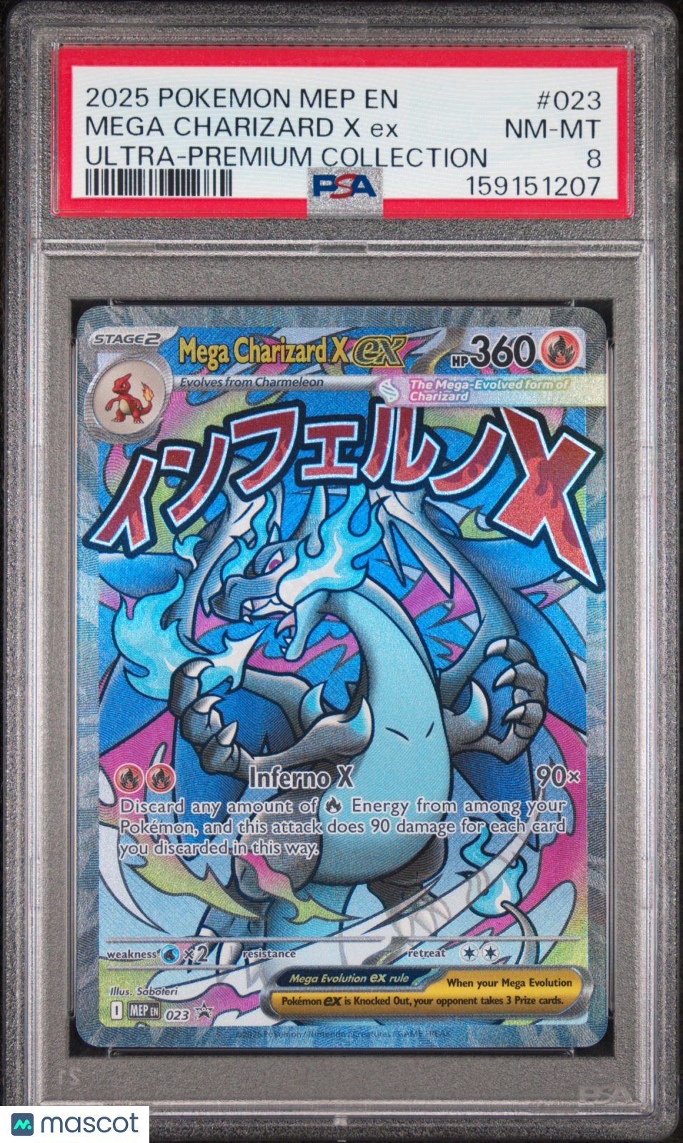 2025 Pokemon Mep EN-Me Black Star Promo Mega Charizard X EX Ultra-Premium Collection PSA 8 #023