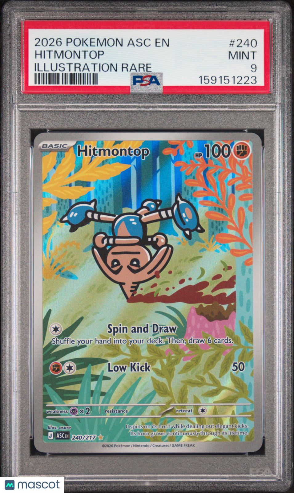 2026 Pokemon Asc EN-Ascended Heroes Hitmontop Illustration Rare PSA 9 #240