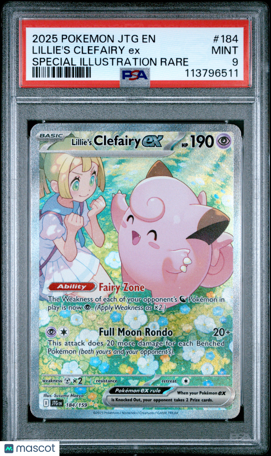 2025 Pokemon Journey Together Lillie's Clefairy EX PSA 9 #184