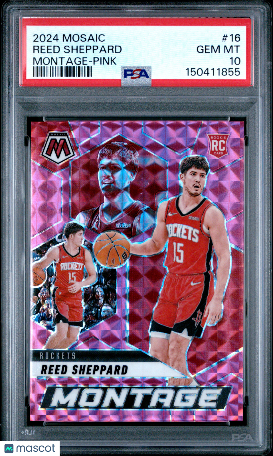Reed Sheppard 2024 Panini Mosaic Montage #16 Pink PSA 10