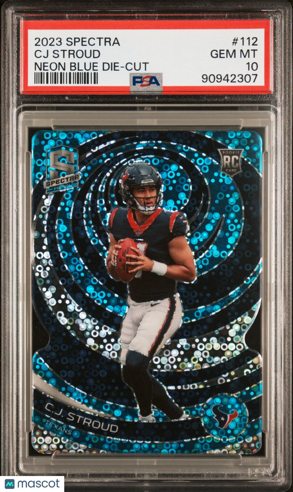 CJ Stroud 2023 Panini Spectra #112 Neon Blue Die Cut /50 RC PSA 10