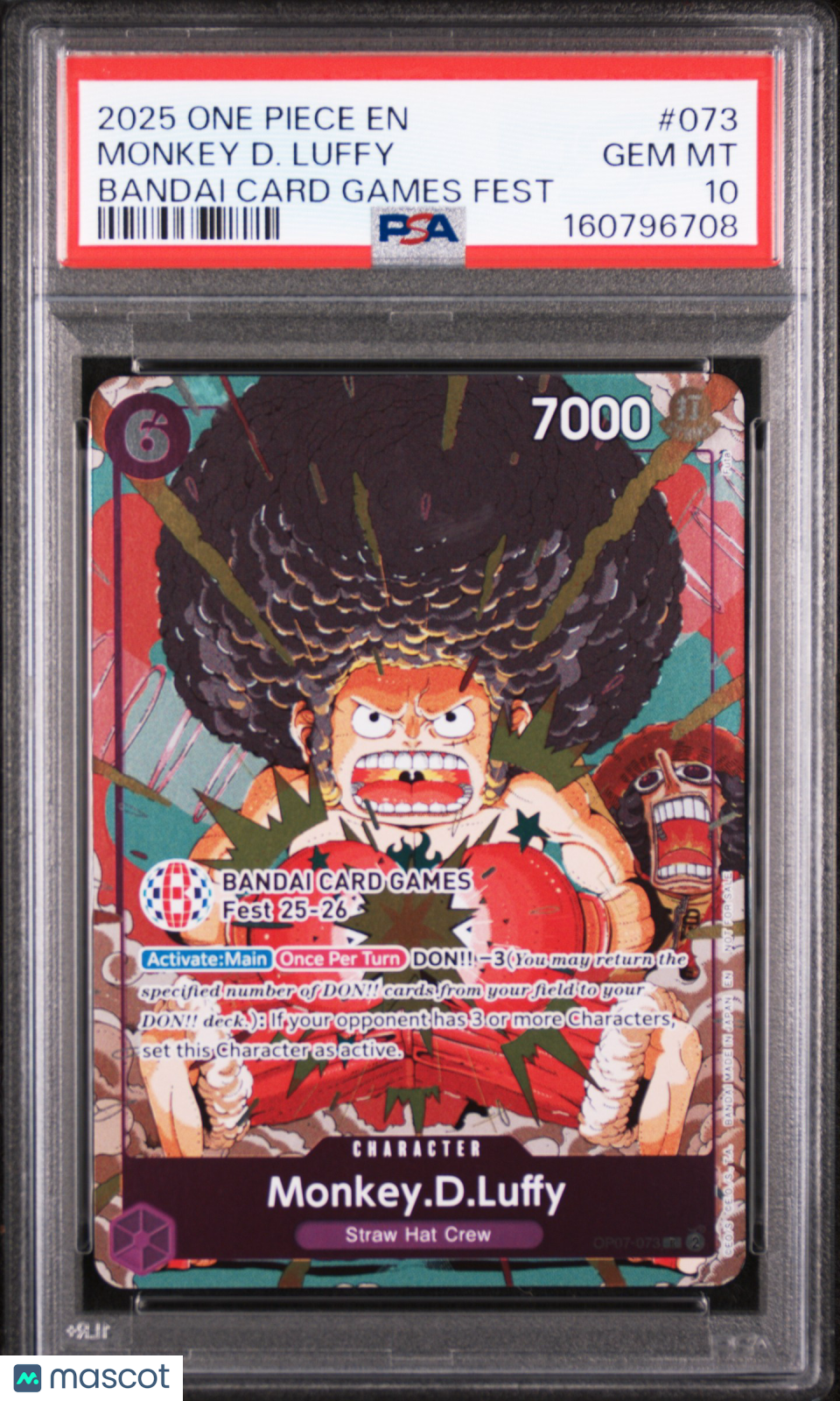 2025 One Piece Promos Monkey D. Luffy Bandai Card Games Fest PSA 10 #073