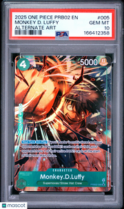 2025 One Piece Prb02-Premium Booster -One Piece Card The Best- Vol.2 Monkey D. Luffy Alternate Art PSA 10 #005