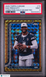 Dak Prescott 2025 Topps Chrome #79 Variation Gold Geometric /50 PSA 9