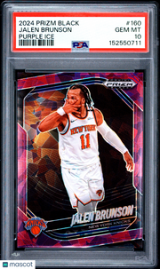 Jalen Brunson 2024 Panini Prizm Black #160 Purple Ice PSA 10