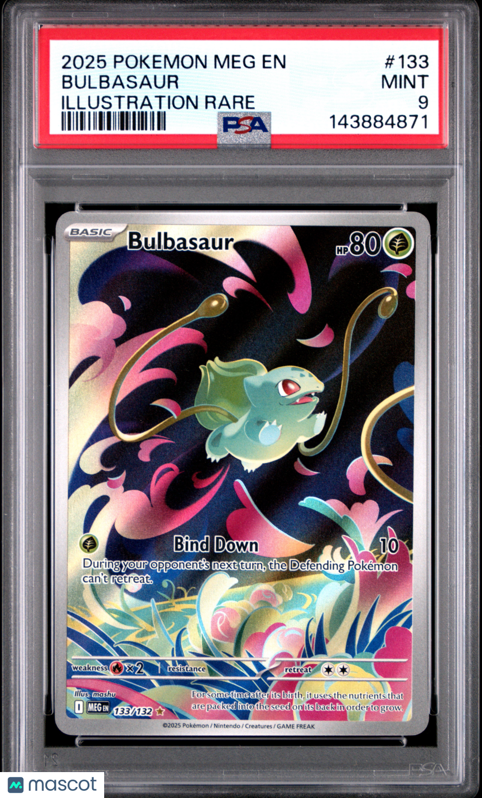 2025 Pokemon Meg EN-Mega Evolution Bulbasaur Illustration Rare PSA 9 #133