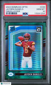 Jayden Daniels 2024 Panini Donruss Optic #248 Green Hyper PSA 10