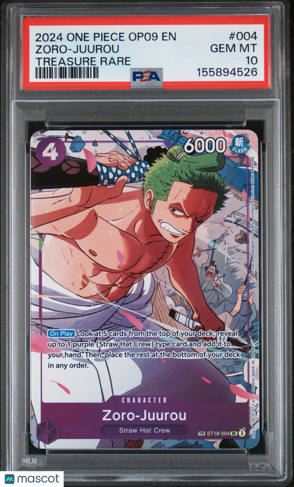 2024 One Piece Op09-Emperors In The New World Zoro-Juurou Treasure Rare PSA 10 #004