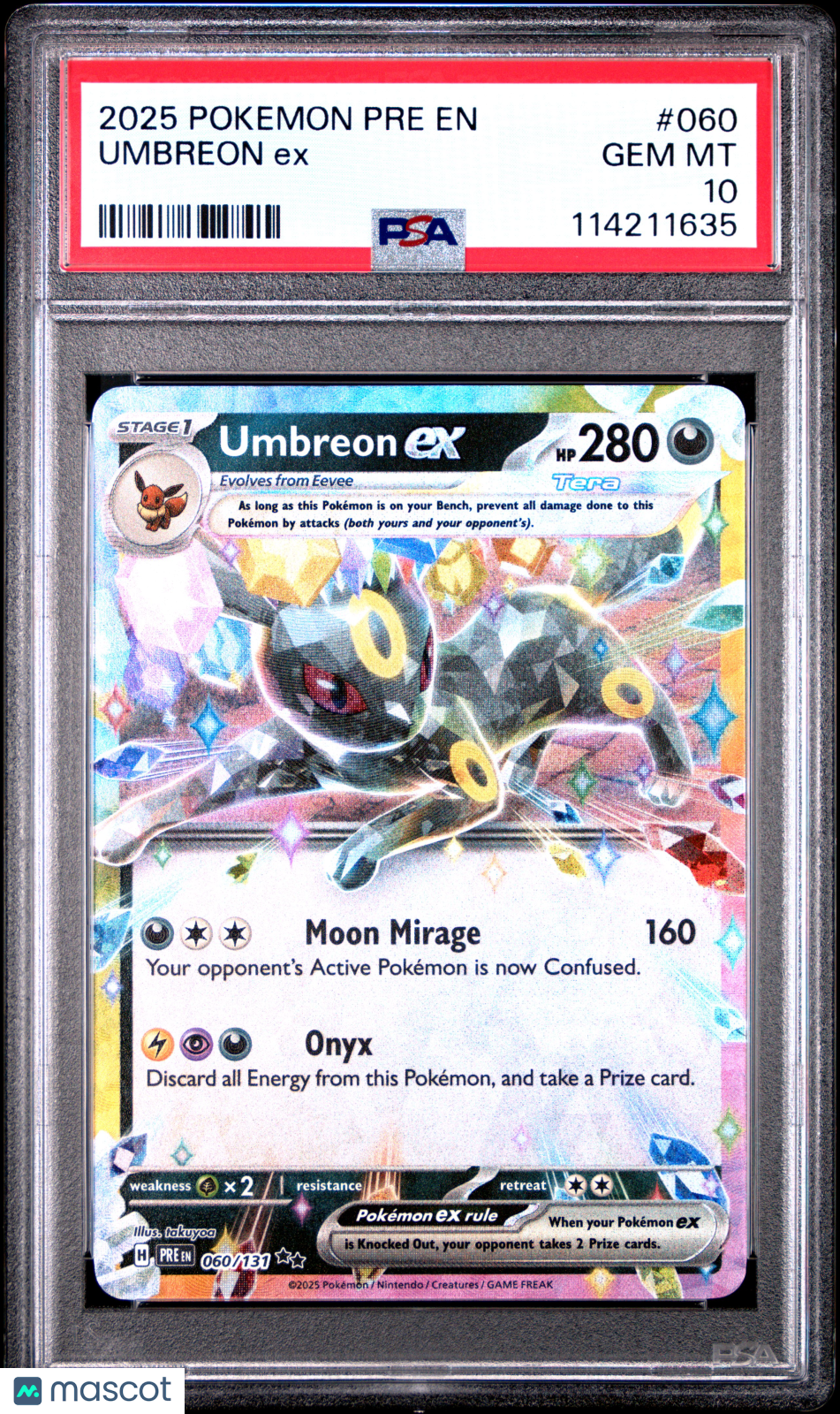 2025 Pokemon Pre EN-Prismatic Evolutions Umbreon EX PSA 10 #060