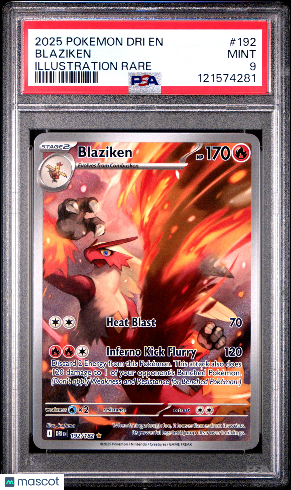2025 Pokemon Dri EN-Destined Rivals Blaziken Illustration Rare PSA 9 #192