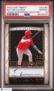 Elly De La Cruz 2022 Leaf Trinity Clear Autographs #CA- Gold Foil /50 PSA 10