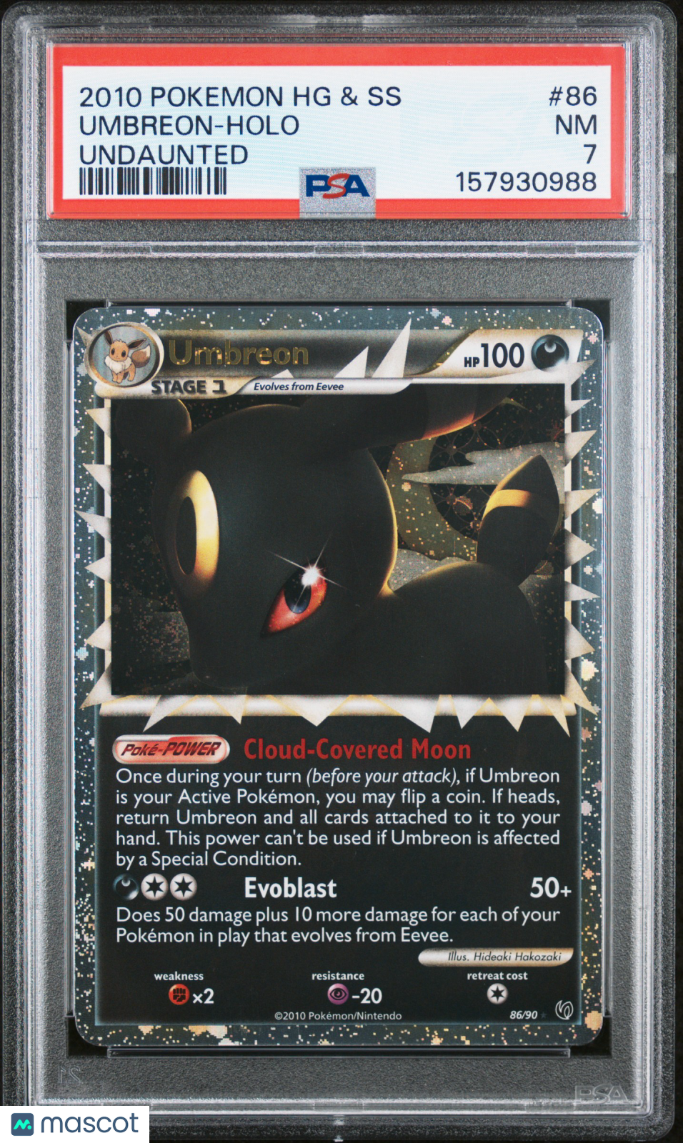 2010 Pokemon Heartgold & Soulsilver Undaunted Umbreon Holo Undaunted PSA 7 #86