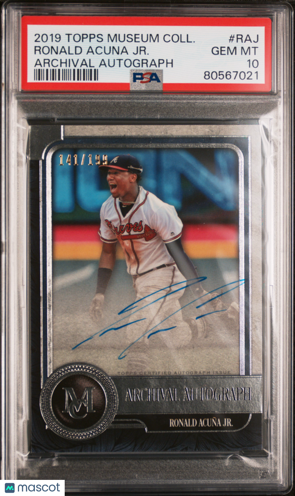 Ronald Acuna JR. 2019 Topps Museum Collection Archival Auto #RAJ 141/199 PSA 10