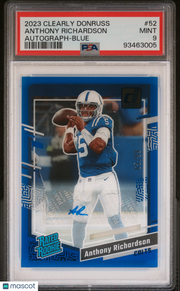 Anthony Richardson 2023 Panini Clearly Donruss #52 Autograph Blue /99 PSA 9