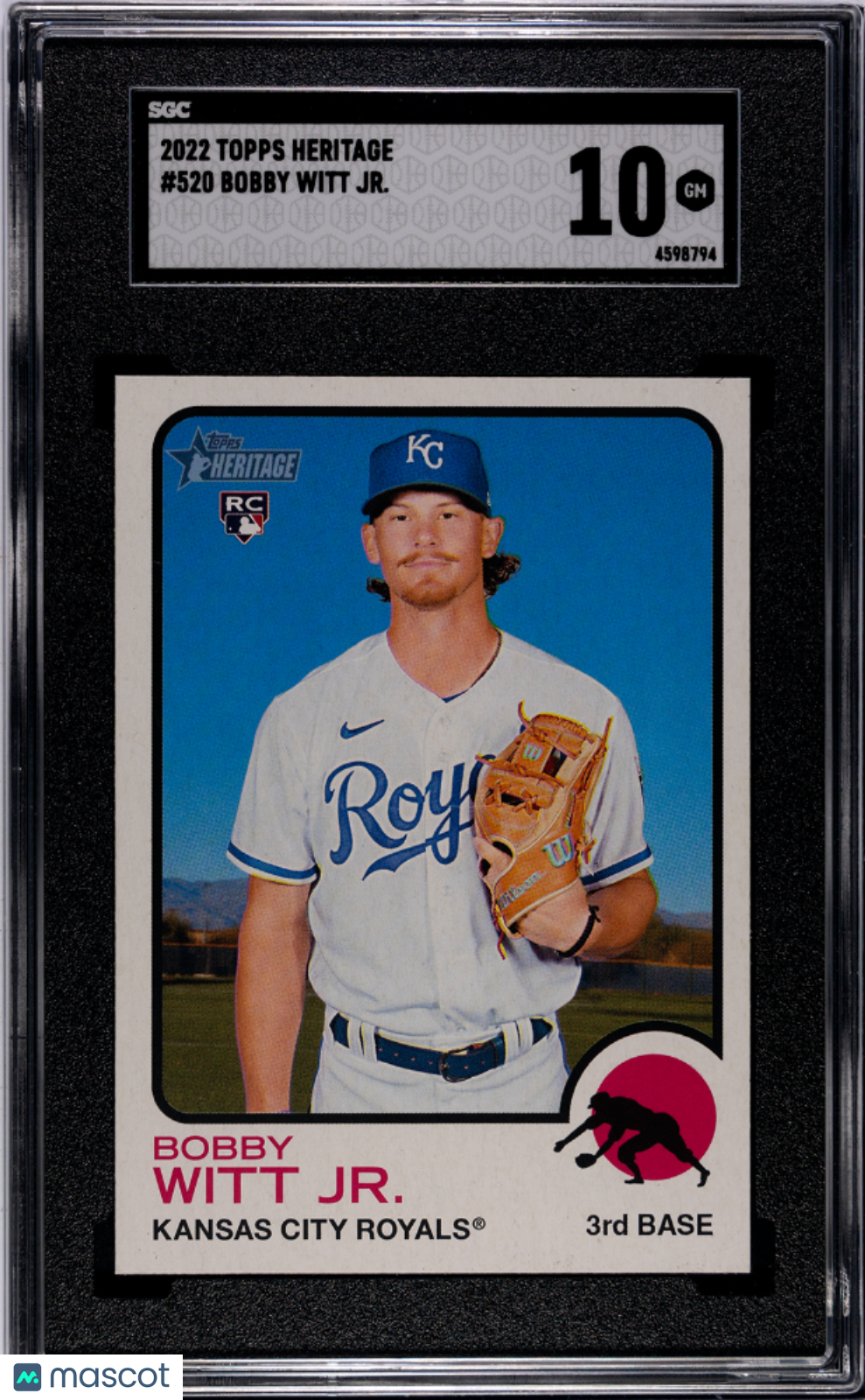 Bobby Witt JR. 2022 Topps Heritage #520 SGC 10