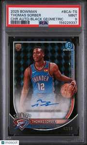 Thomas Sorber 2025 Bowman Chrome Autographs #BCA-TS Black Geometric /10 PSA 9