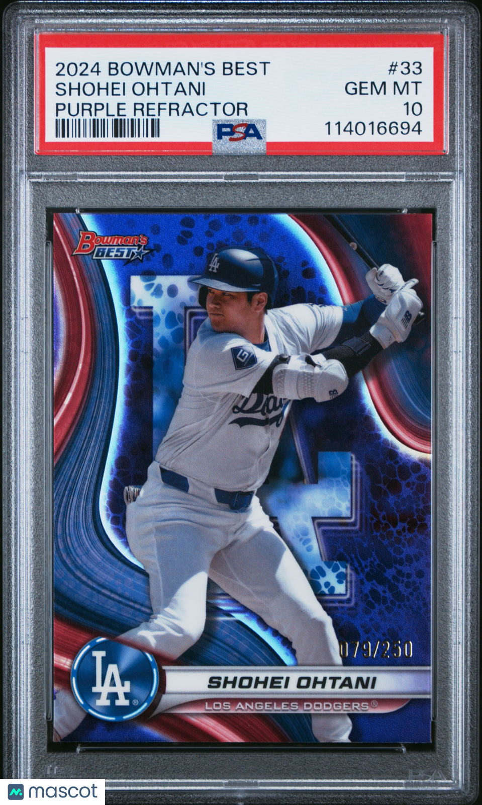Shohei Ohtani 2024 Bowman's Best #33 Purple Refractor PSA 10