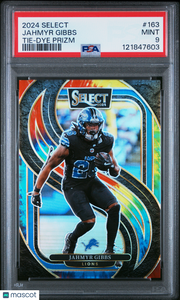 Jahmyr Gibbs 2024 Panini Select #163 Tie Dye Prizm PSA 9