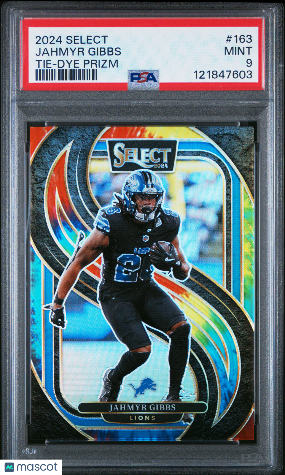 Jahmyr Gibbs 2024 Panini Select #163 Tie Dye Prizm PSA 9