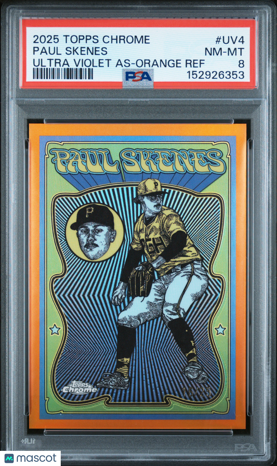 Paul Skenes 2025 Topps Chrome Ultra Violet All Stars #UV4 As Orange Ref PSA 8