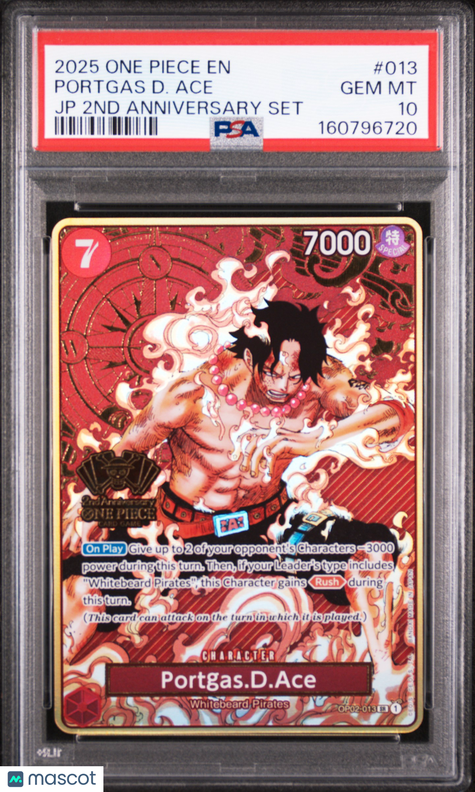 2025 One Piece Japanese 2ND Anniversary Set Portgas D. Ace Japanese PSA 10 #013