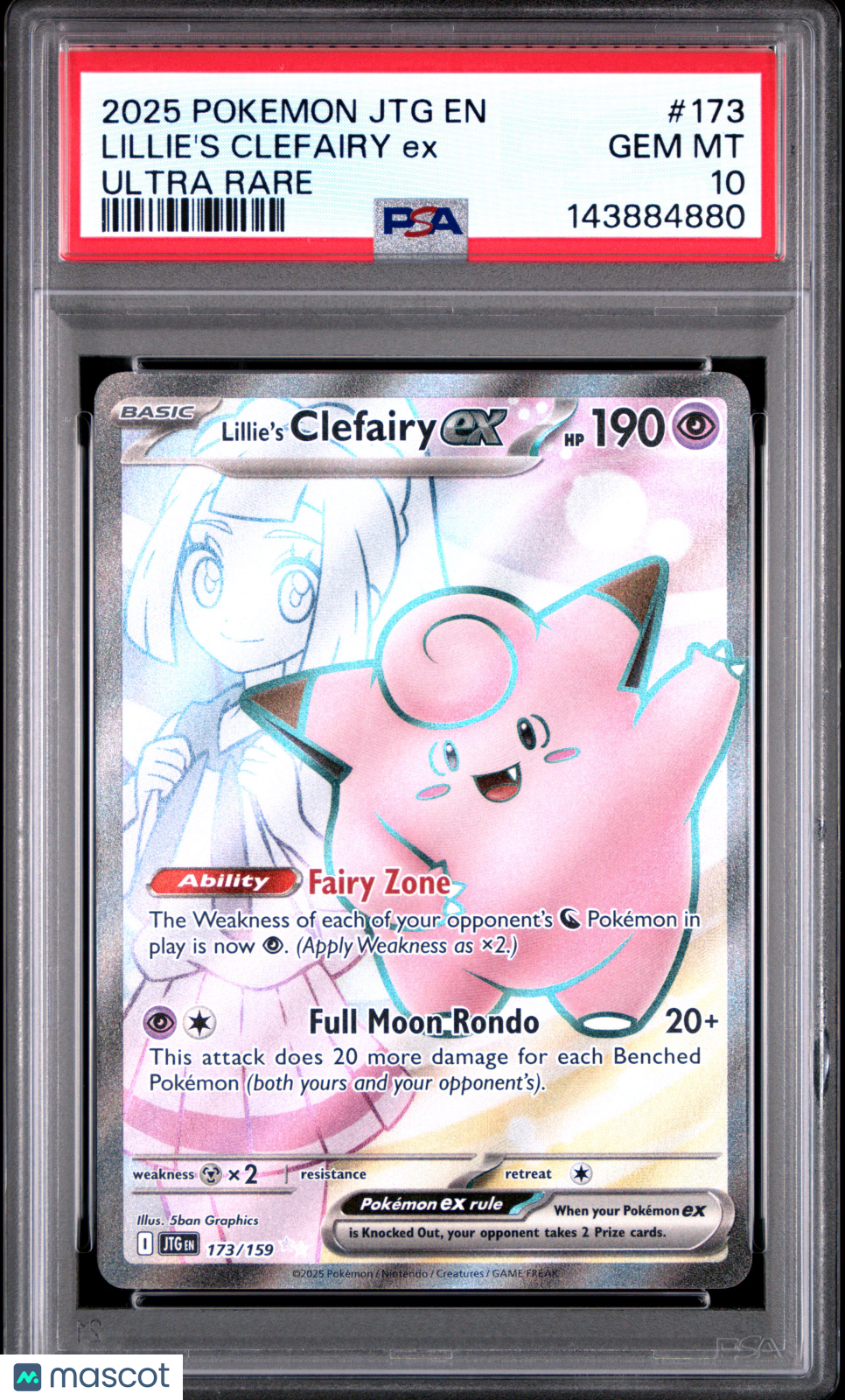2025 Pokemon JTG EN-Journey Together Lillie's Clefairy EX Ultra Rare PSA 10 #173