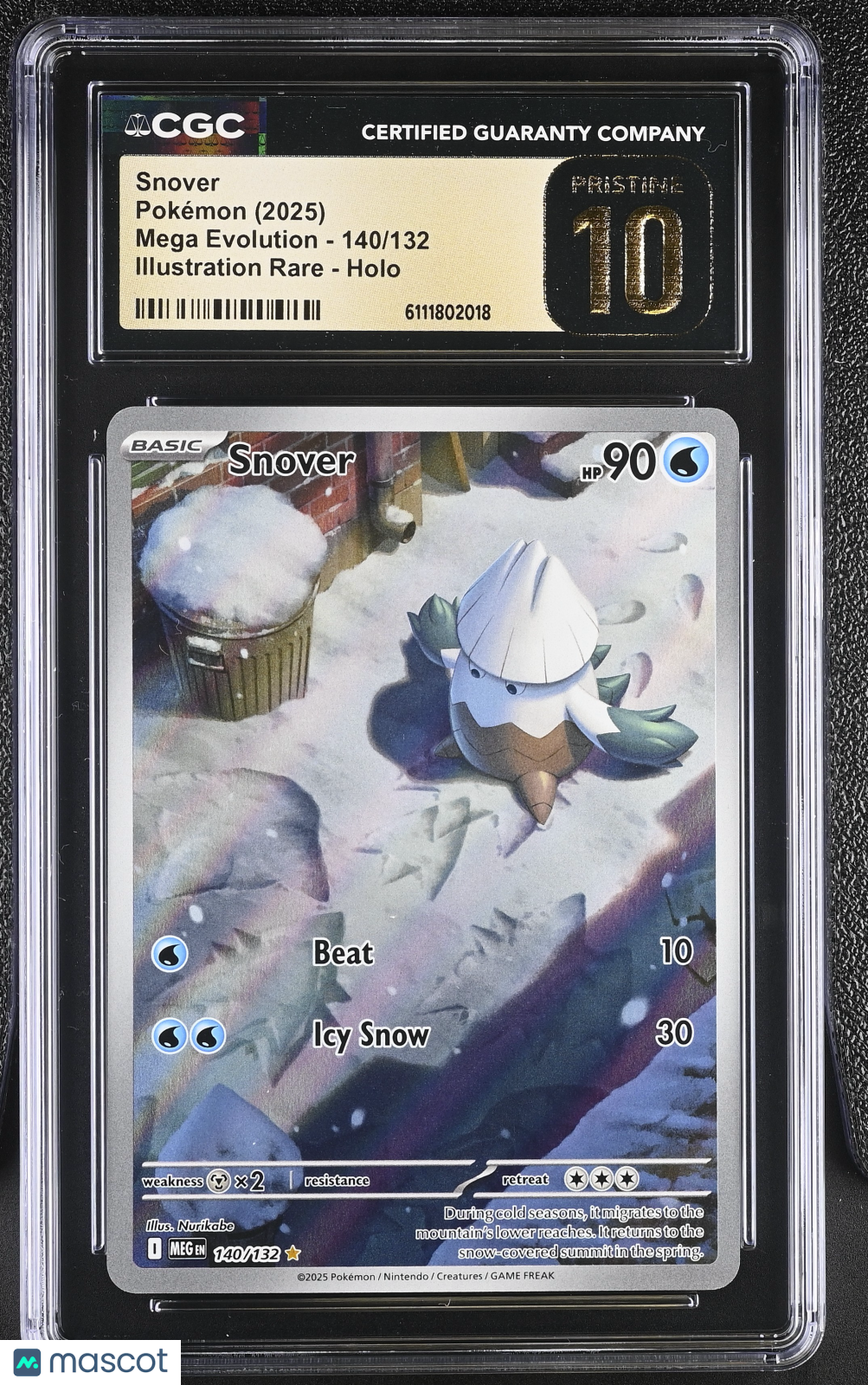 2025 Pokemon Mega Evolution Snover Holo Illustration Rare CGC 10 #140/132