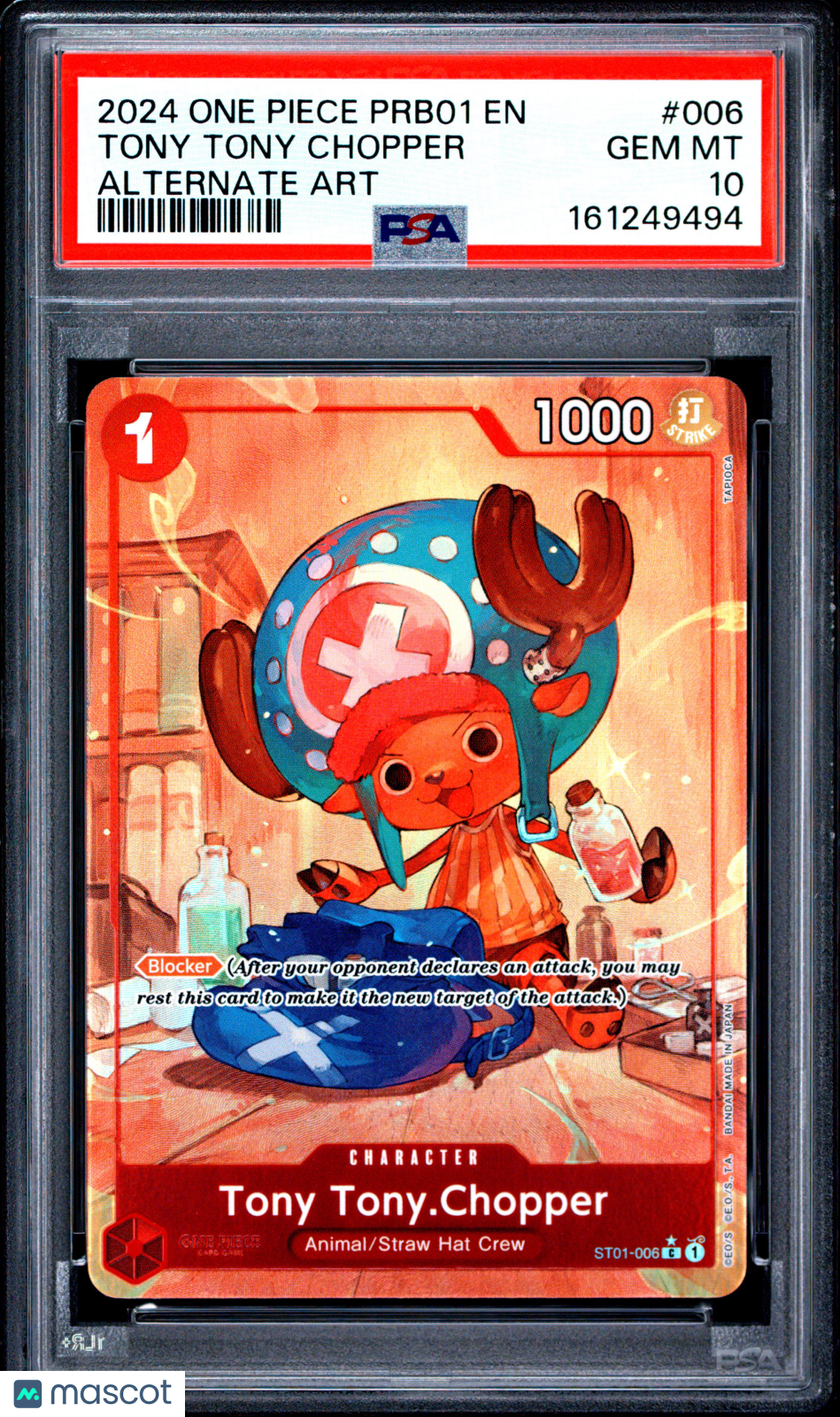 2024 One Piece Prb01-Premium Booster -One Piece Card The Best- Tony Tony Chopper Alternate Art PSA 10 #006